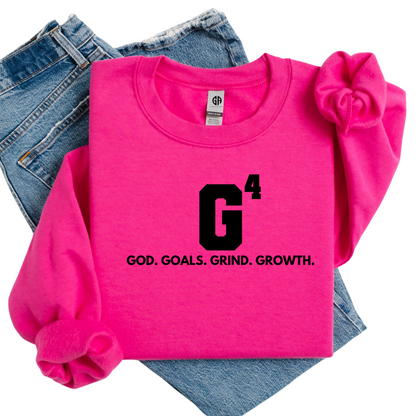 Women's Crewneck Sweatshirt - G⁴: God. Goals. Grind. Growth.